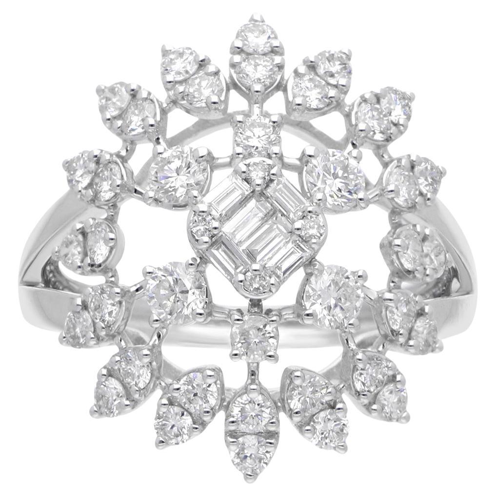 Natürlicher natürlicher 1,60 Karat SI Reinheit HI Farbe Diamantring 18 Karat Weißgold Schmuck