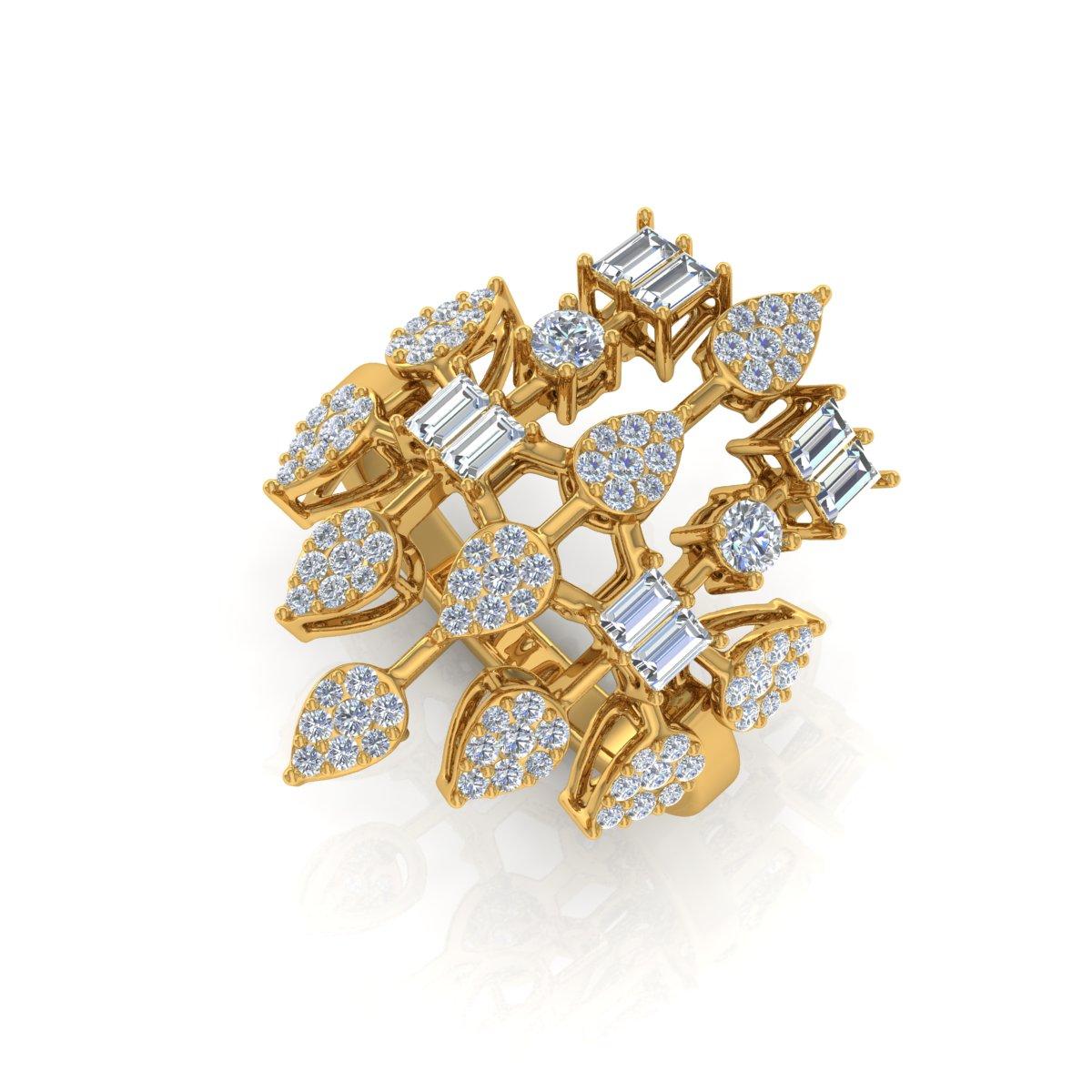 Modern Natural 1.60 Carat SI Clarity HI Color Diamond Ring 18 Karat Yellow Gold Jewelry For Sale