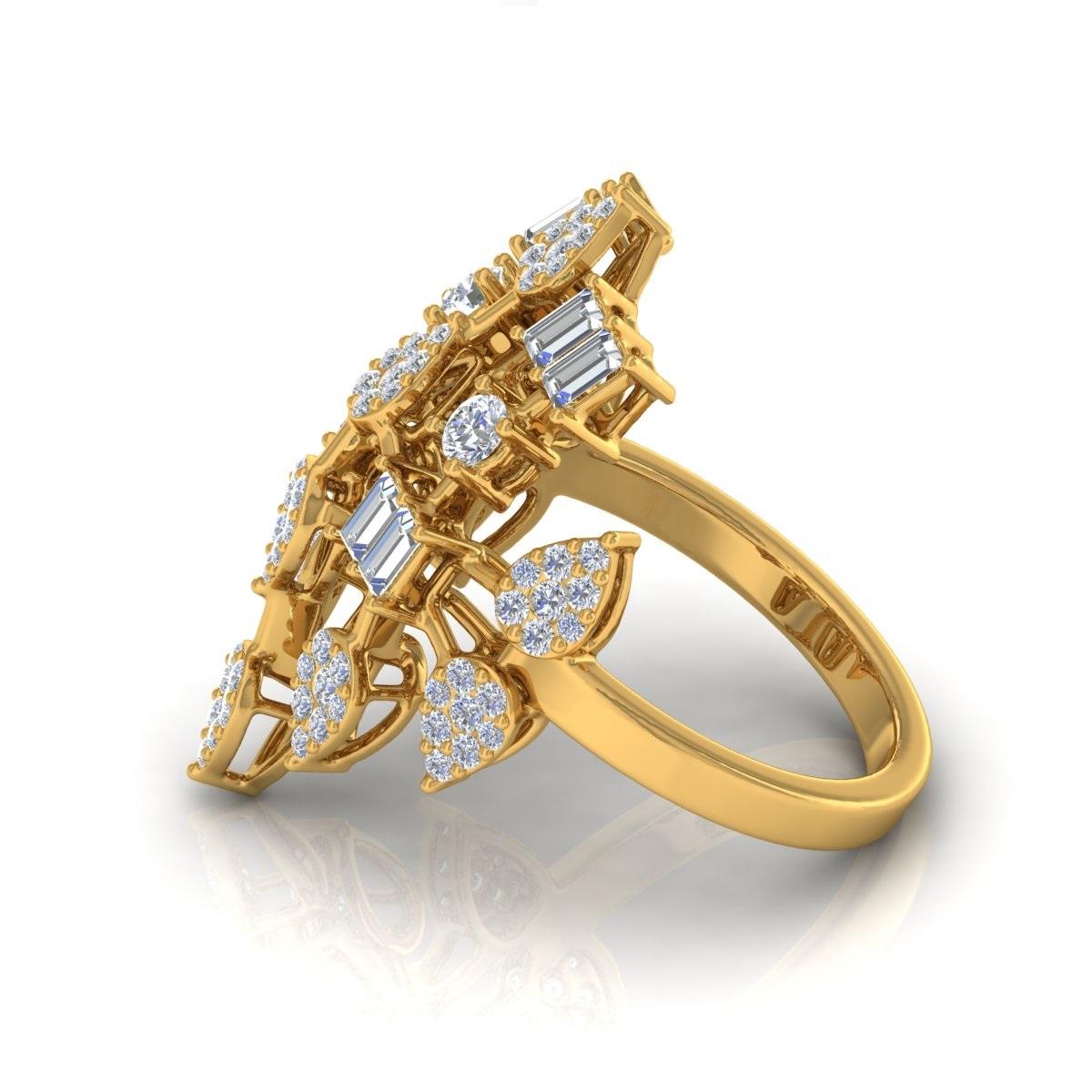 Round Cut Natural 1.60 Carat SI Clarity HI Color Diamond Ring 18 Karat Yellow Gold Jewelry For Sale