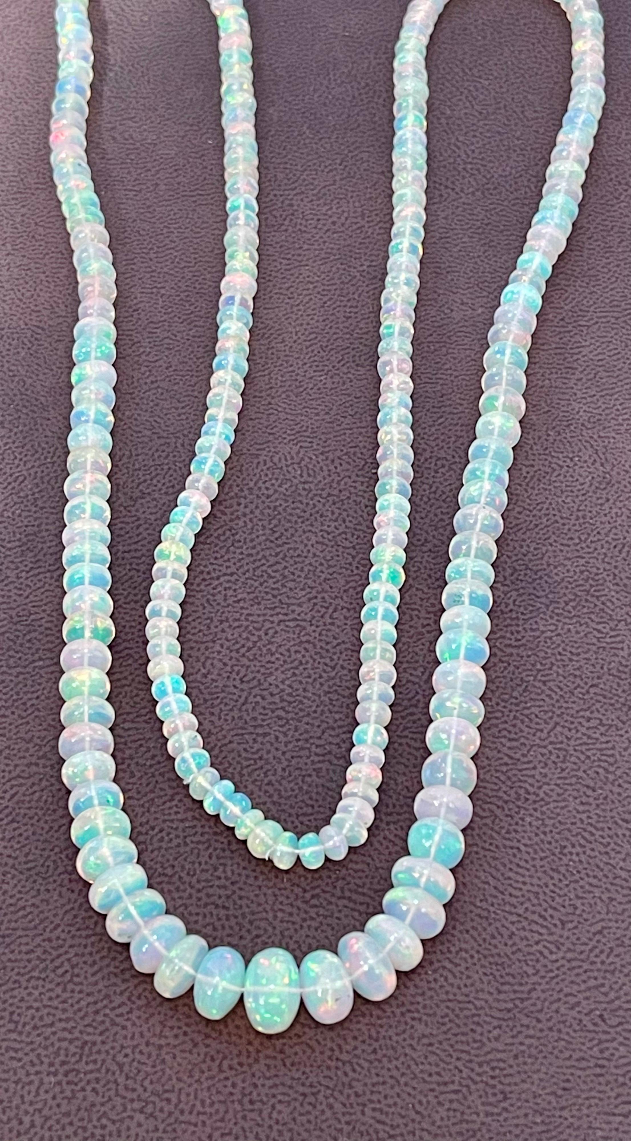 Natural 160 Ct Ethiopian Opal Bead Single Strand Necklace Opera 2