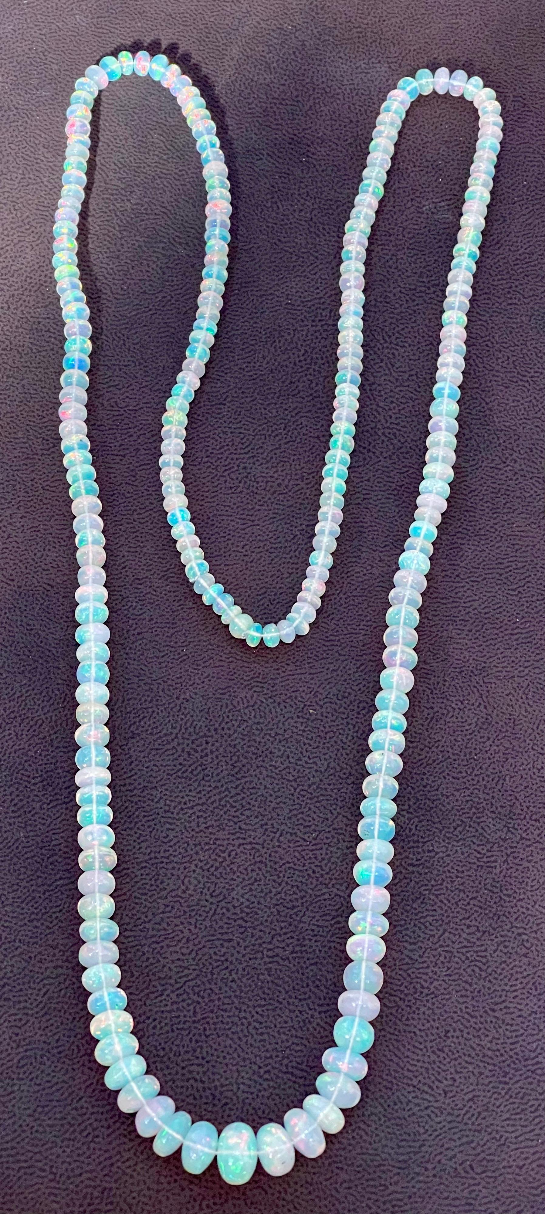 Natural 160 Ct Ethiopian Opal Bead Single Strand Necklace Opera 4
