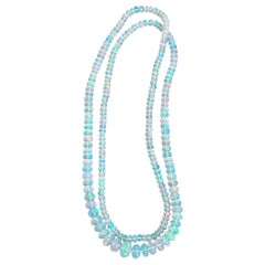 Natural 160 Ct Ethiopian Opal Bead Single Strand Necklace Opera