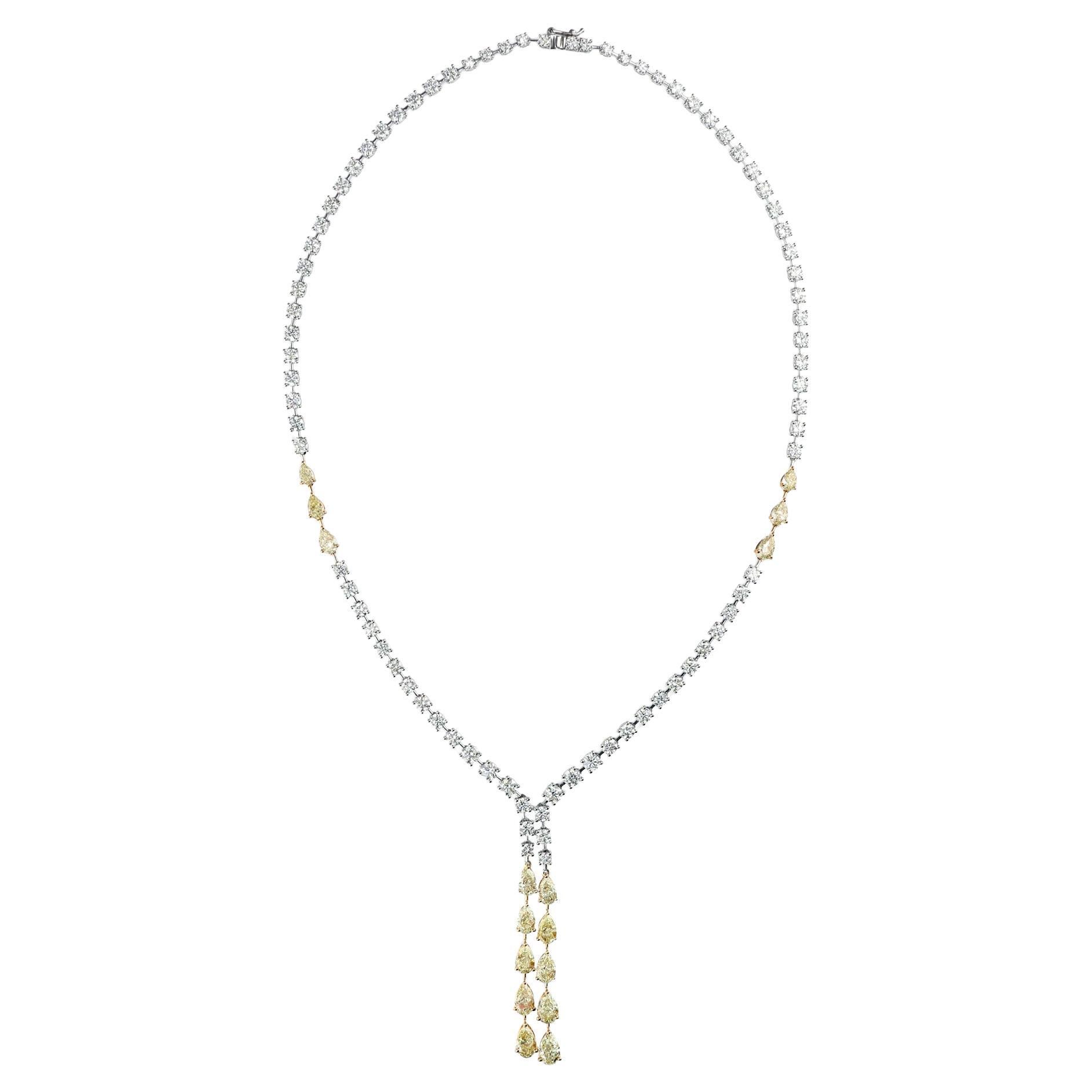 Collana di diamanti naturali a goccia da 16,09 carati SI/H Gioielli in oro bianco 18 carati in vendita