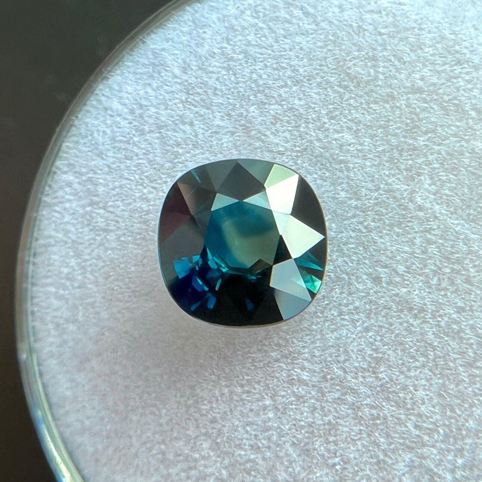 Natural 1.60Ct Bi Colour Sapphire Unique Blue Green Cushion Cut Loose Gem If In New Condition For Sale In Birmingham, GB