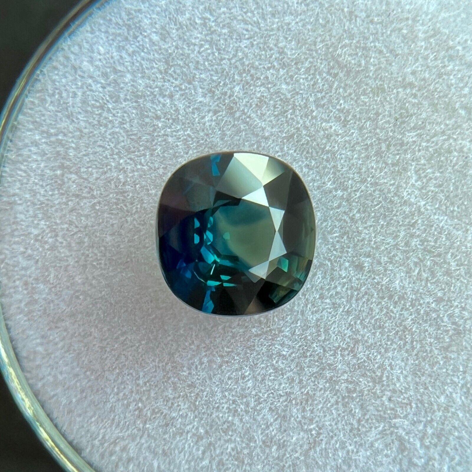 Women's or Men's Natural 1.60Ct Bi Colour Sapphire Unique Blue Green Cushion Cut Loose Gem If For Sale