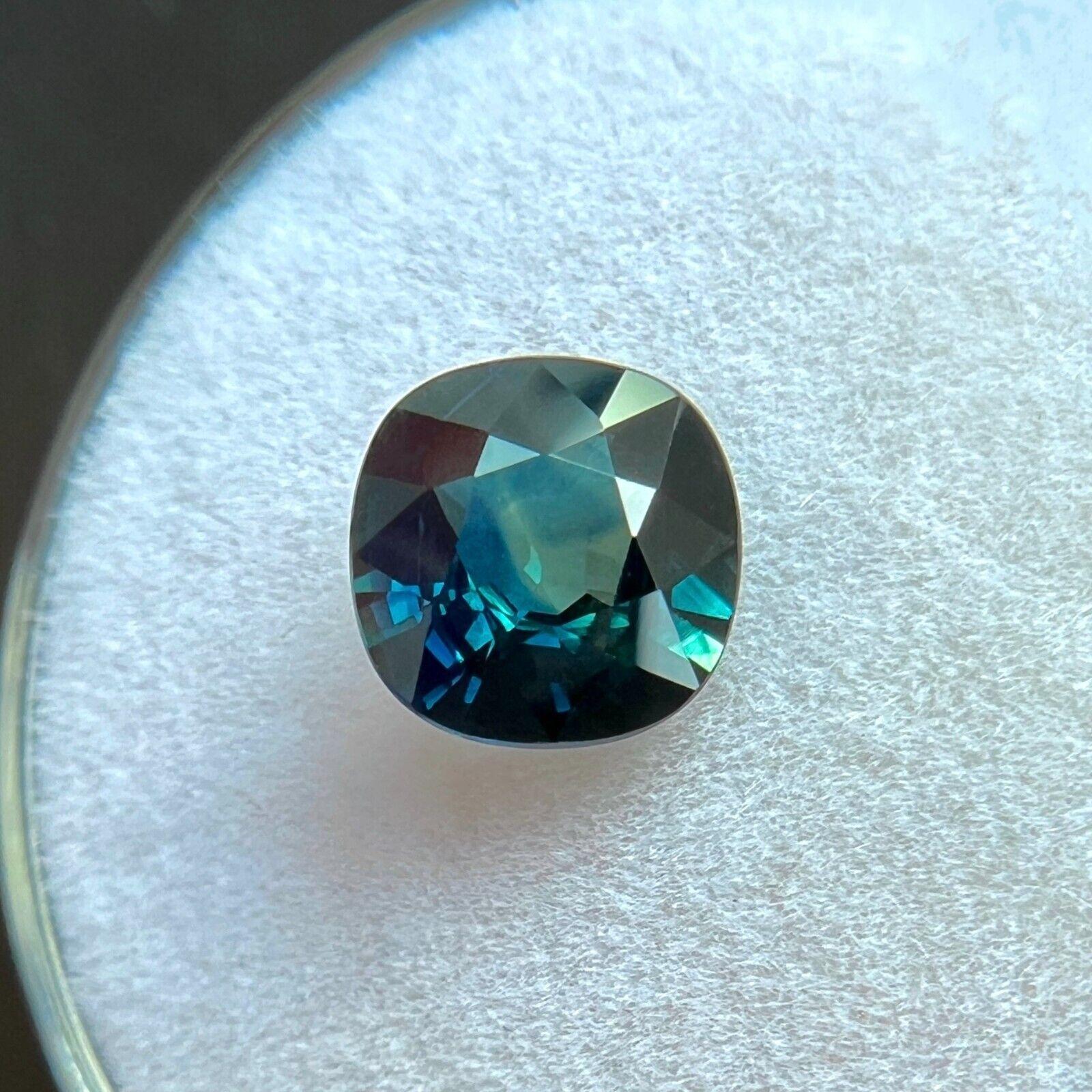 Natural 1.60Ct Bi Colour Sapphire Unique Blue Green Cushion Cut Loose Gem If For Sale 1