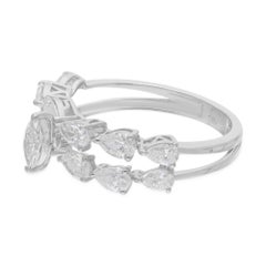 Natural 1.61 Carat SI/H Pear Marquise Diamond Ring 18 Karat White Gold Jewelry