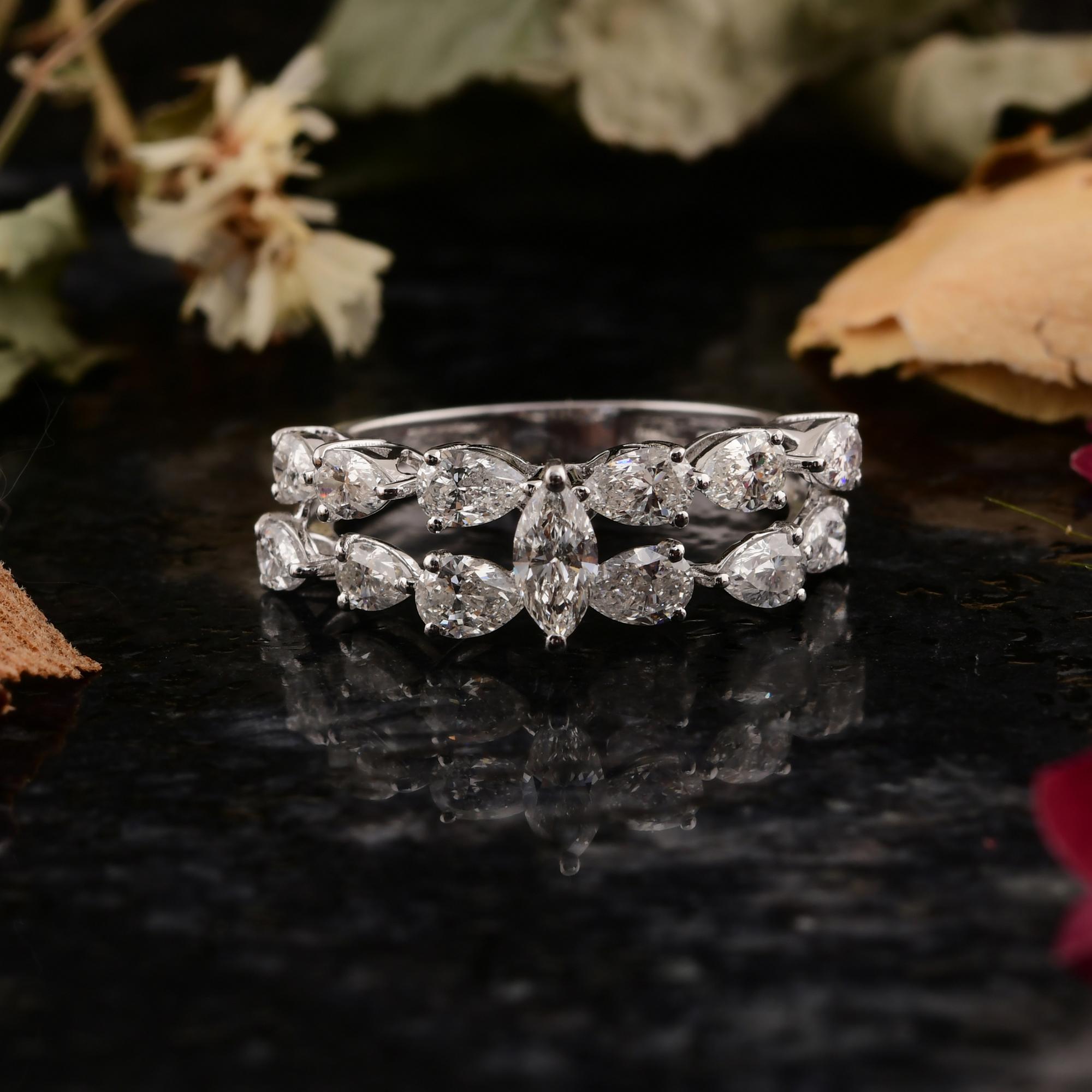 Anillo de diamantes marquesa pera SI/H natural de 1,61 quilates Joyas de oro blanco de 18 quilates Moderno en venta