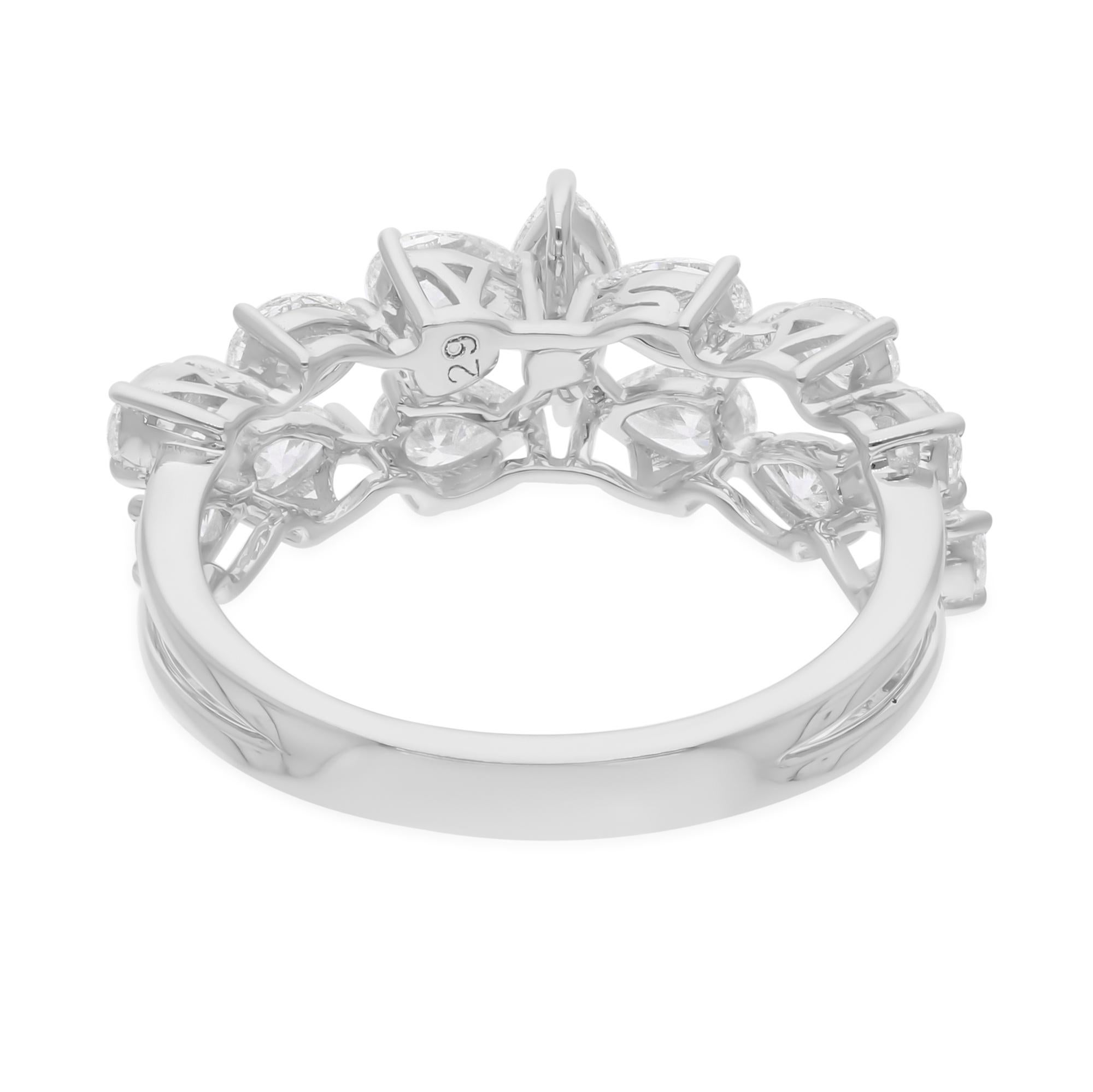 Anillo de diamantes marquesa pera SI/H natural de 1,61 quilates Joyas de oro blanco de 18 quilates Corte pera en venta