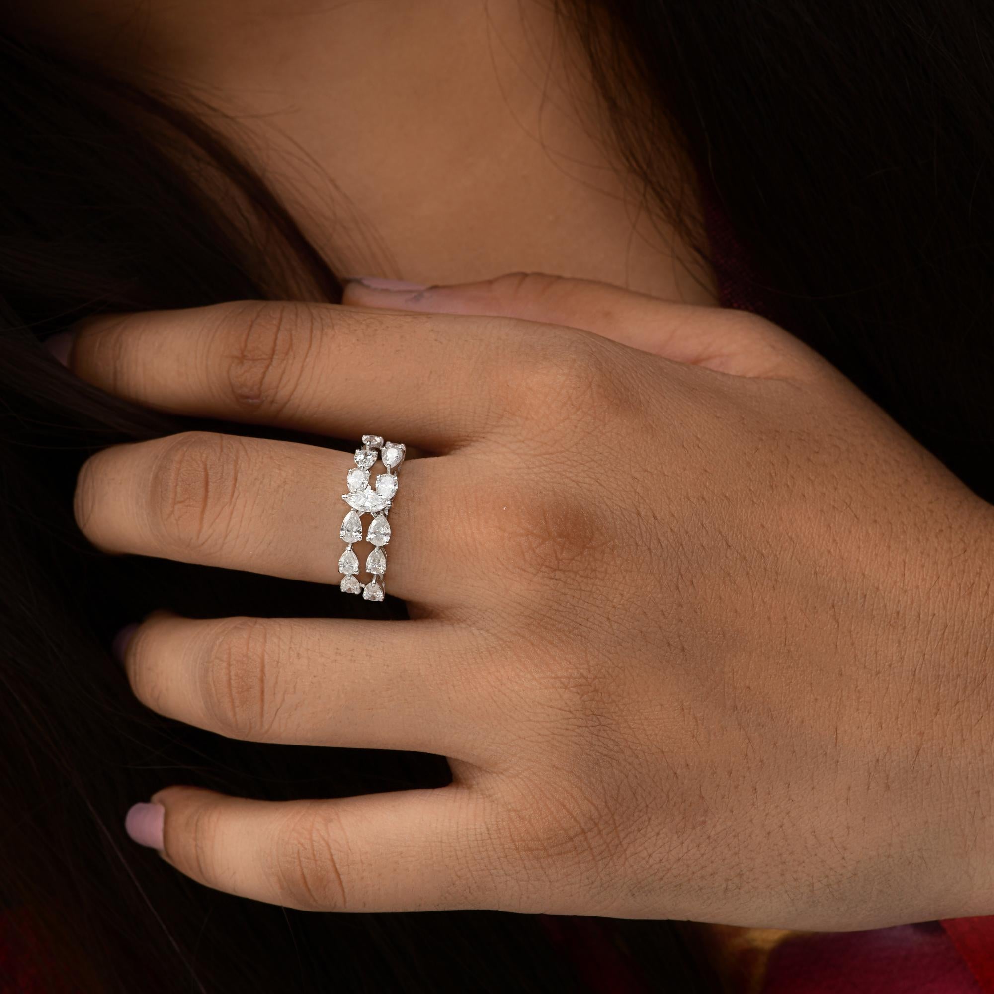 Anillo de diamantes marquesa pera SI/H natural de 1,61 quilates Joyas de oro blanco de 18 quilates en Nuevo estado para la venta en Diera, Dubai