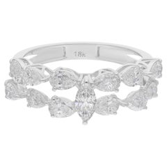 Natürlicher 1,61 Karat SI/H Birnen-Marquise-Diamantring aus 18 Karat Weißgold Schmuck