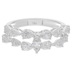 Anillo de diamantes marquesa pera SI/H natural de 1,61 quilates Joyas de oro blanco de 18 quilates