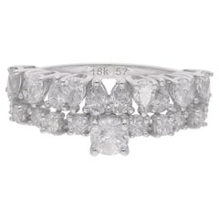 Natural 1.61 Carat SI/H Round Pear Diamond Ring 18 Karat White Gold Jewelry
