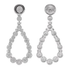 Natural 1.62 Carat Round Diamond Dangle Earrings 14 Karat White Gold Jewelry