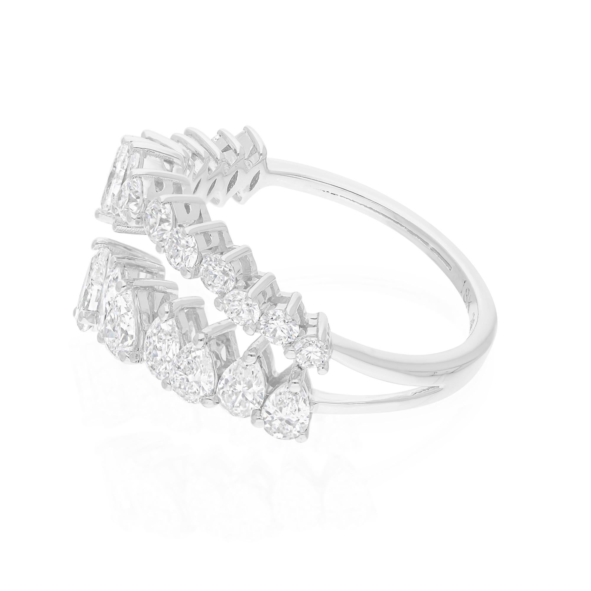 Pear Cut Natural 1.62 Carat SI/H Pear Marquise Diamond Ring 18 Karat White Gold Jewelry For Sale