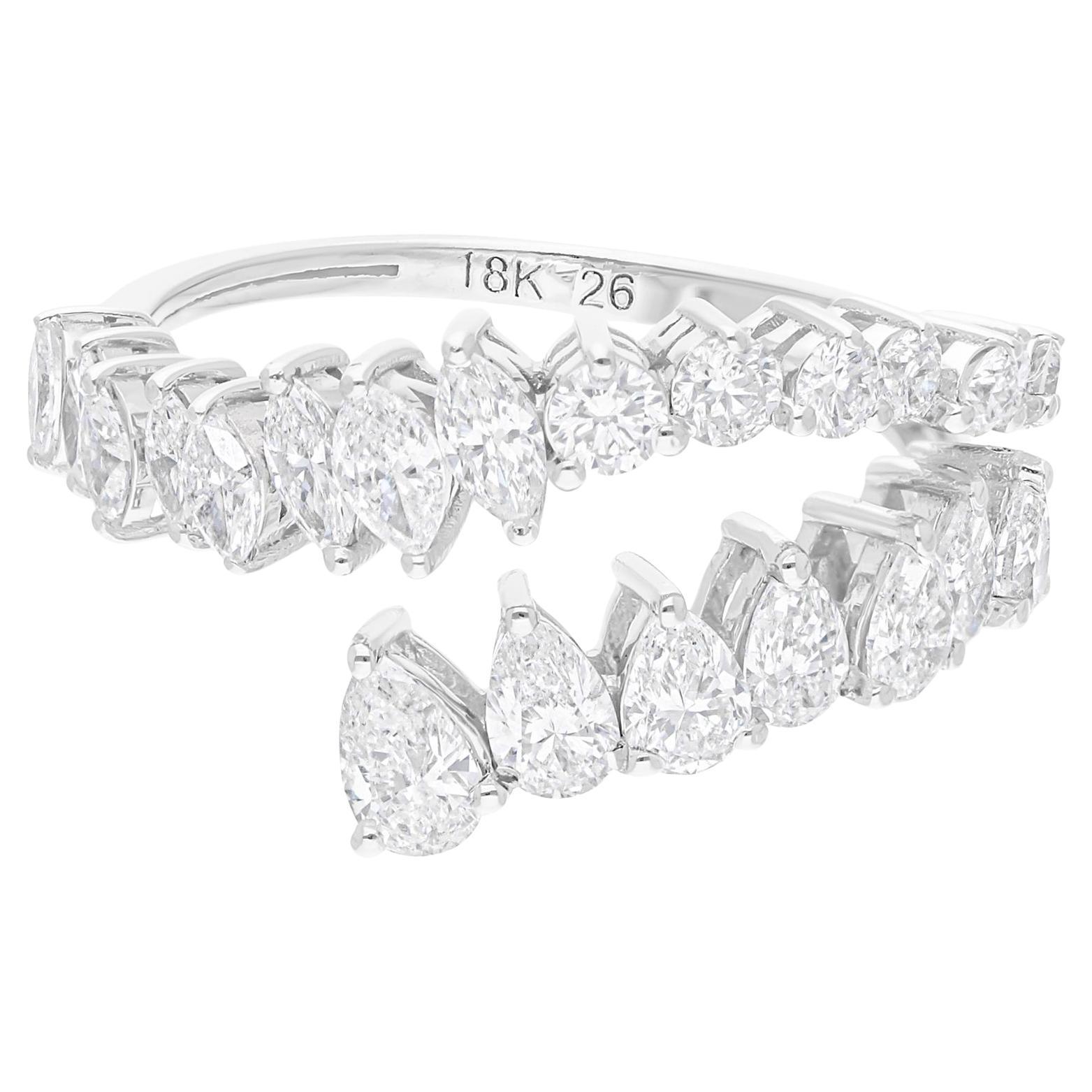 Natürlicher 1,62 Karat SI/H Birnen-Marquise-Diamantring aus 18 Karat Weißgold Schmuck im Angebot