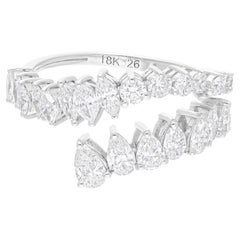 Natural 1.62 Carat SI/H Pear Marquise Diamond Ring 18 Karat White Gold Jewelry