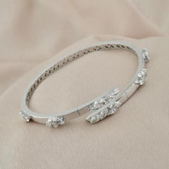 Natural 1.62 Ct Pear Diamond Wrap Bangle Bracelet 18 Karat White Gold Jewelry