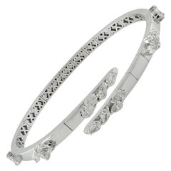 Natural 1.62 Ct Pear Diamond Wrap Bangle Bracelet 18 Karat White Gold Jewelry