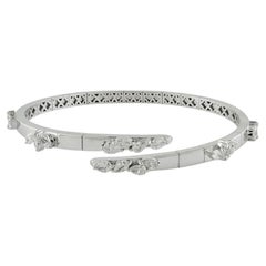 Natural 1.62 Ct Pear Diamond Wrap Bangle Bracelet 18 Karat White Gold Jewelry