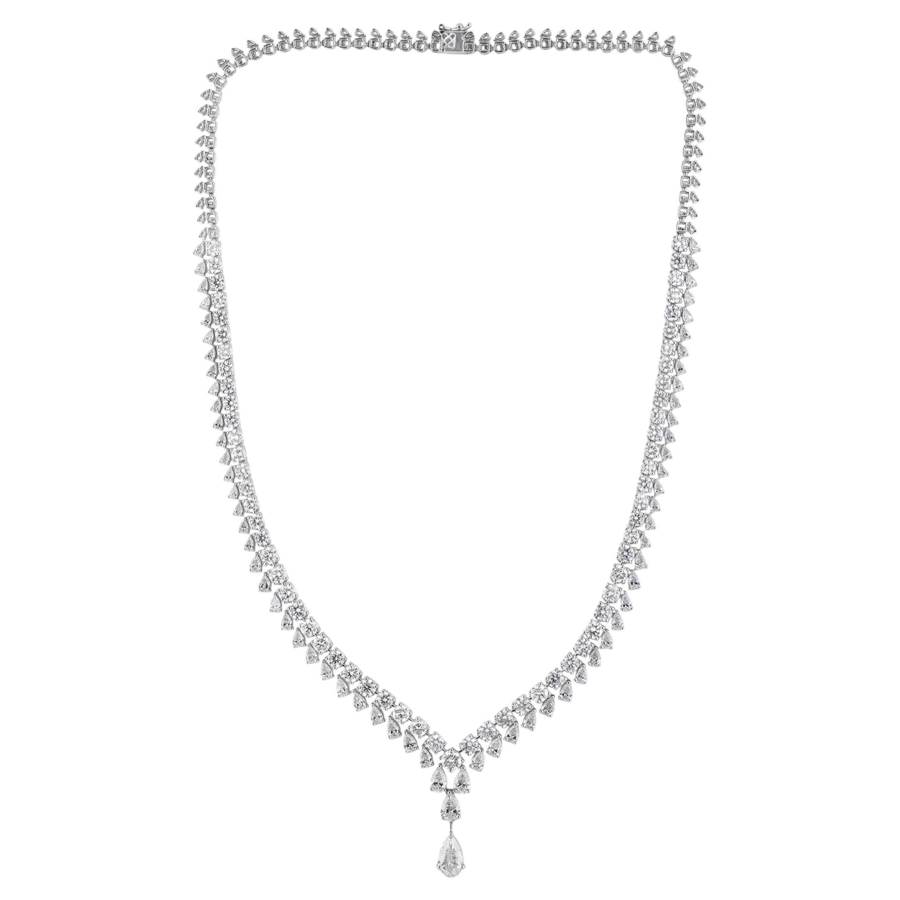 Collana di diamanti naturali da 16,29 carati SI Clarity HI Color Oro bianco 18 carati