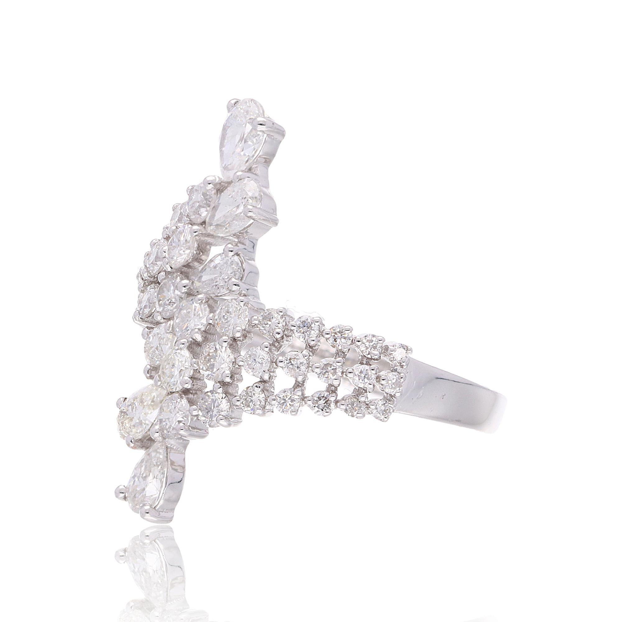 Taglio a goccia Anello con diamante a pera naturale da 1,63 carati, purezza SI e colore HI, oro bianco 18 carati in vendita