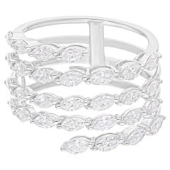 Natural 1.63 Carat SI/H Marquise Shape Diamond Spiral Ring 14 Karat White Gold