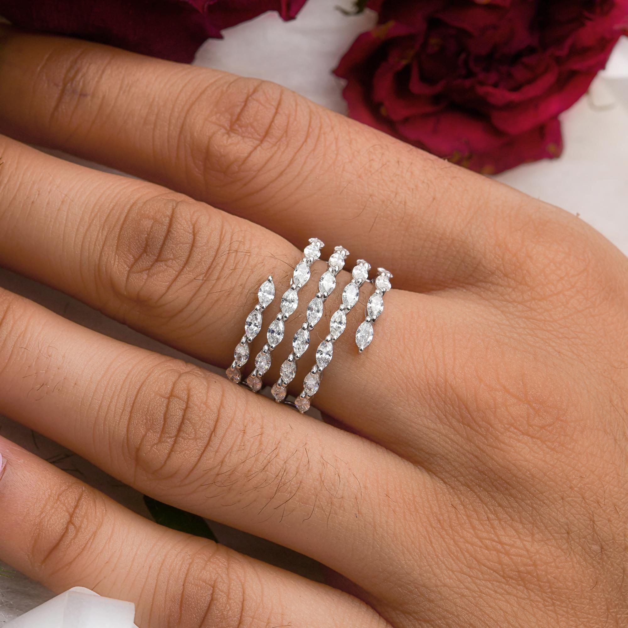 Natürlicher natürlicher 1,63 Karat SI/H Marquise-Diamant-Spiegelring aus 18 Karat Weißgold in Marquise-Form (Marquiseschliff) im Angebot
