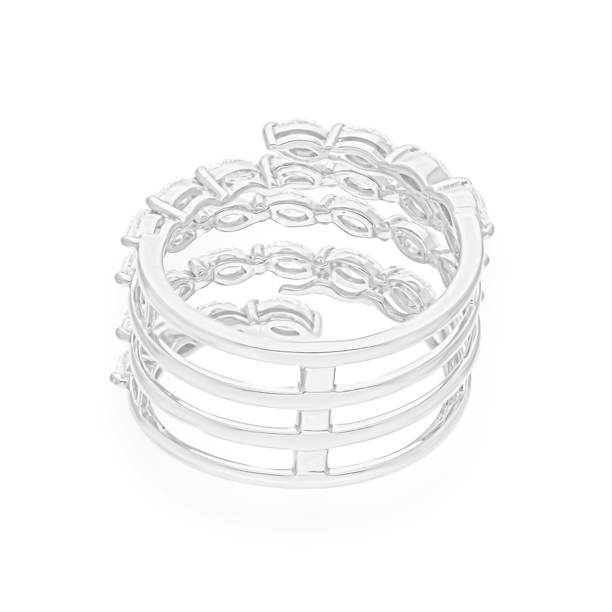 Natürlicher natürlicher 1,63 Karat SI/H Marquise-Diamant-Spiegelring aus 18 Karat Weißgold in Marquise-Form im Zustand „Neu“ im Angebot in Diera, Dubai