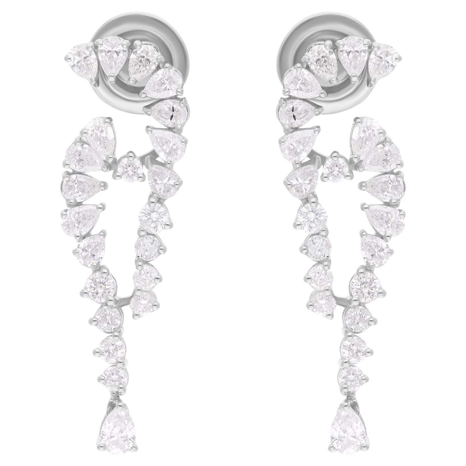Pendientes de diamantes redondos pera SI/H naturales de 1,63 quilates Joyas de oro blanco de 14 quilates