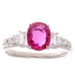 Natural 1.64 Carat No Heat Ruby Diamond Platinum Engagement Ring