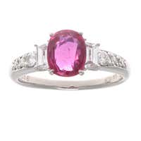 No Heat Burma Ruby Diamond Platinum Engagement Ring For Sale at 1stdibs