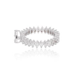 Bague jonc en or blanc 18 carats avec diamant marquise naturel de 1,64 carat SI/H
