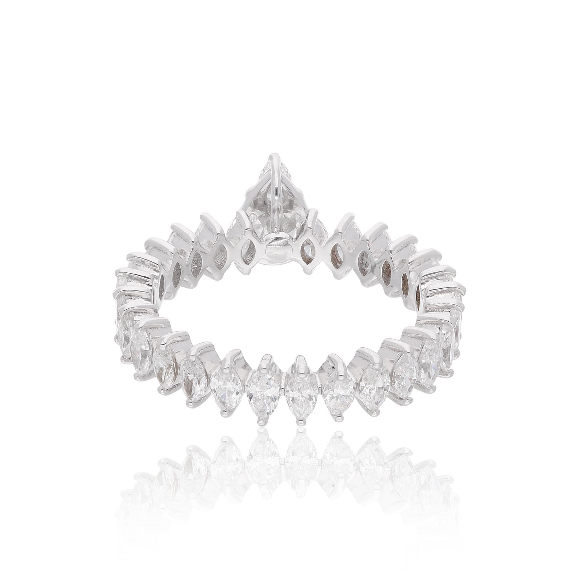 Modern Natural 1.64 Carat SI/H Marquise Diamond Band Ring 18 Karat White Gold Jewelry For Sale