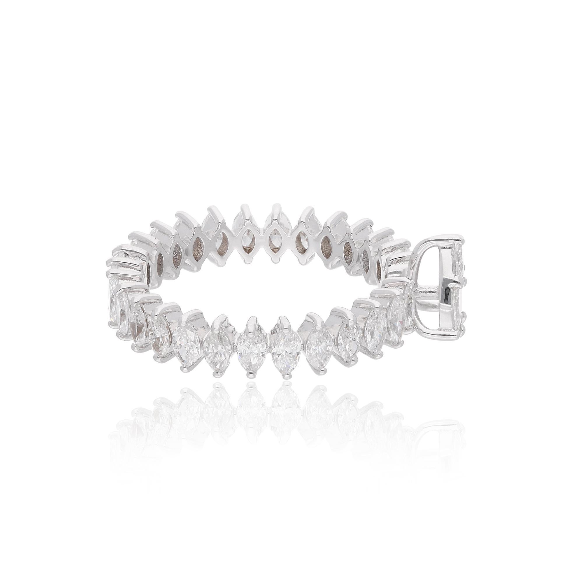 Natural 1.64 Carat SI/H Marquise Diamond Band Ring 18 Karat White Gold Jewelry In New Condition For Sale In Diera, Dubai