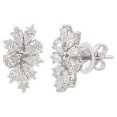 Orecchini con diamante naturale a pera da 1,65 carati in oro bianco 14 carati Gioielli fatti a mano