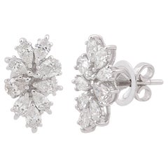 Boucles d'oreilles en or blanc 18 carats et diamants poire naturels de 1,65 carat