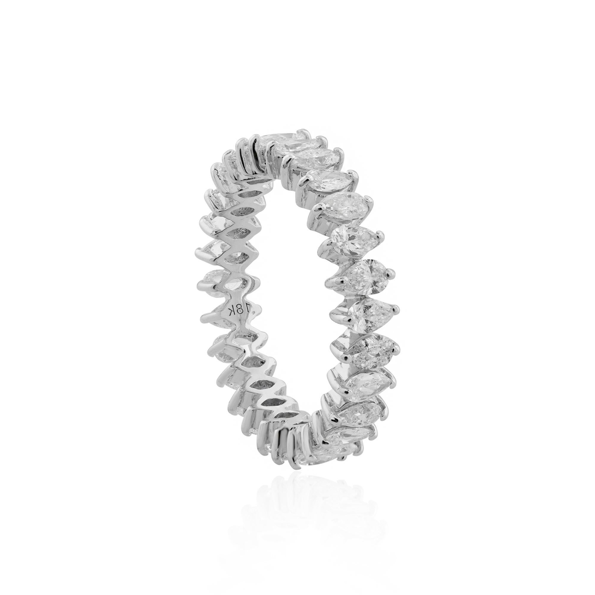 Donna Anello a fascia con diamante naturale a forma di pera da 1,65 carati, gioielli in oro bianco 18 carati in vendita