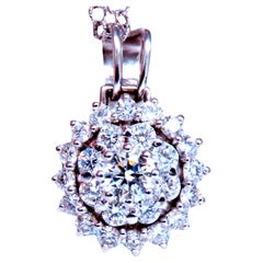 Natürliche natürliche 1,65 Karat Diamanten Cluster-Anhänger Halskette 14kt 12374