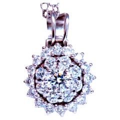 Collana con ciondolo a grappolo di diamanti naturali da 1,65 ct, 14kt 12374*