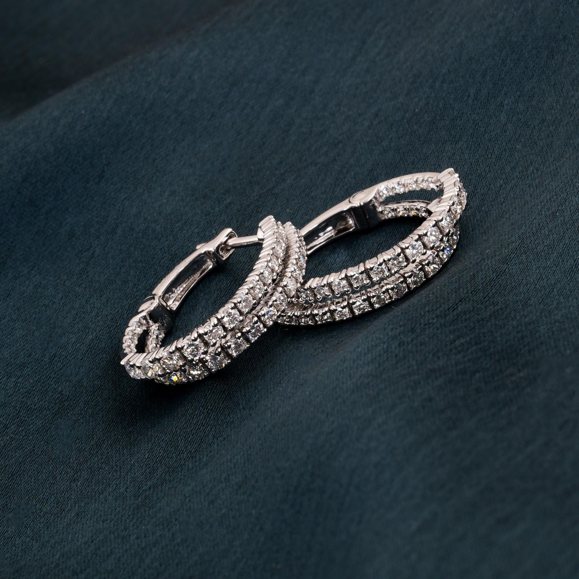 Natürliche natürliche 1,66 Karat SI Reinheit HI Farbe Diamant-Creolen-Ohrringe 18 Karat Weißgold (Moderne) im Angebot