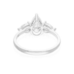 Natural 1.66 Carat SI Clarity HI Color Three Diamond Ring 10 Karat White Gold