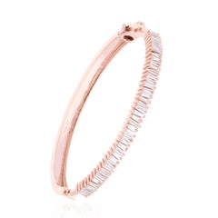 Pulsera de diamantes baguette cónicos SI/H naturales de 1,66 quilates y oro rosa de 14 quilates