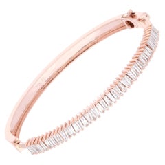 Bracciale con diamanti baguette affusolati da 1,66 carati Nature SI/H in oro rosa 14 carati