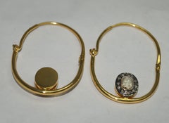 Natural 1.66ct uncut rose cut diamonds sterling silver hoops earrings