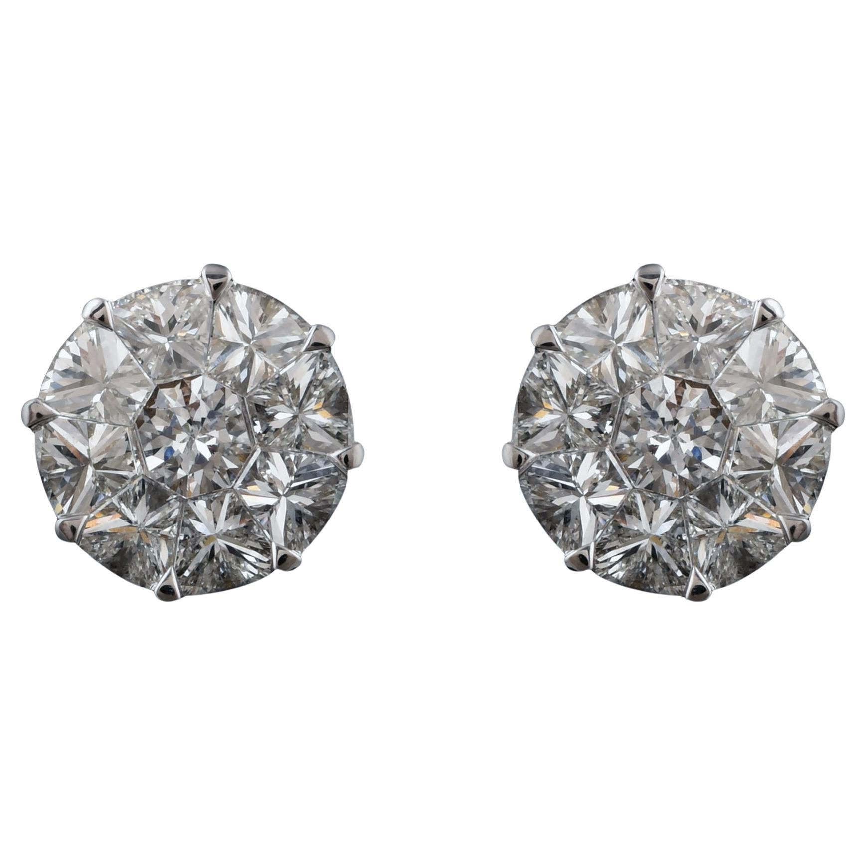 Natürliche 1,67 Karat SI Reinheit HI Farbe Diamant Ohrstecker 18 Karat Weißgold im Angebot