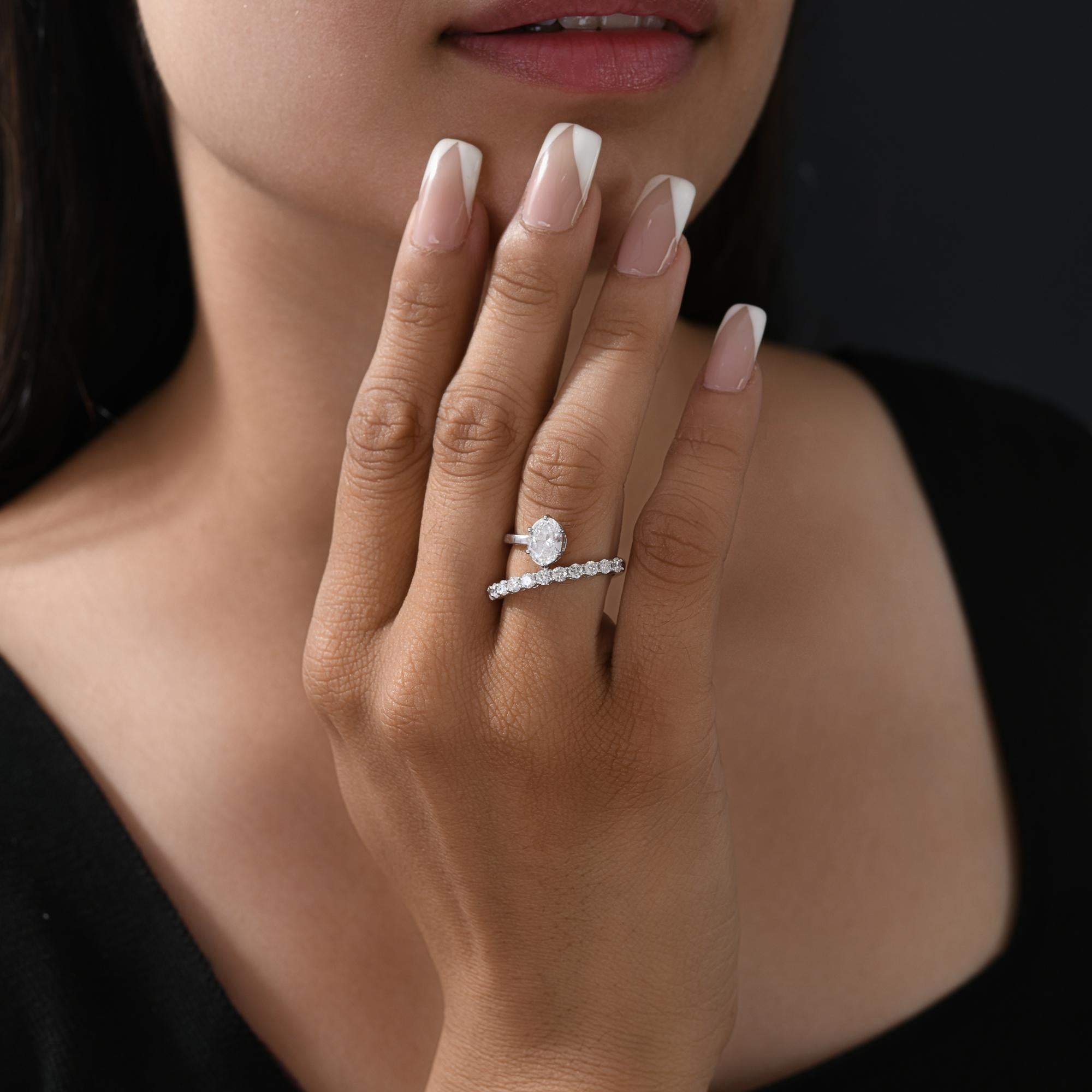 Im Angebot: Natürlicher 1,68 Karat SI Reinheit HI Farbe Diamantring 9 Karat Weißgold Schmuck () 4