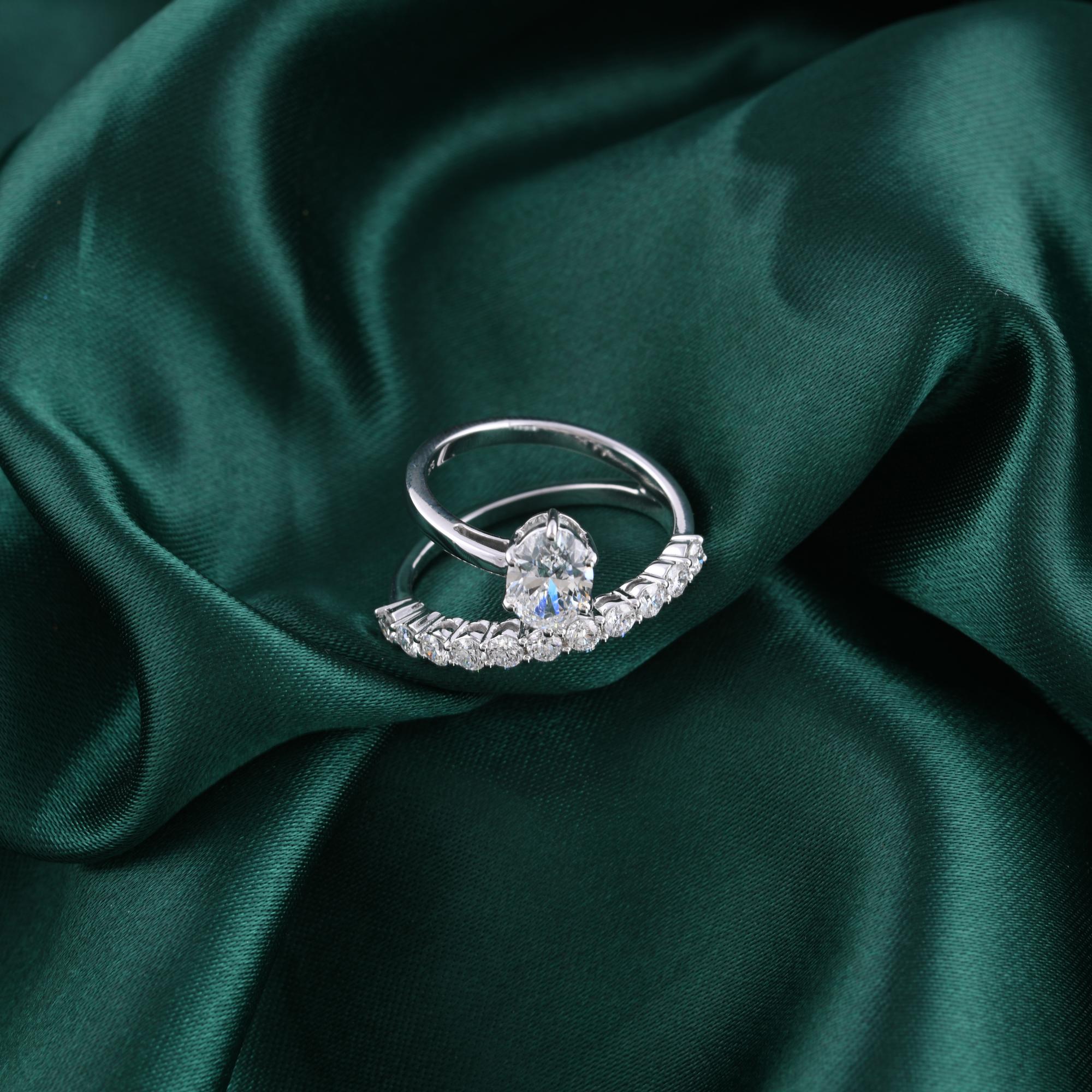 Im Angebot: Natürlicher 1,68 Karat SI Reinheit HI Farbe Diamantring 9 Karat Weißgold Schmuck () 6