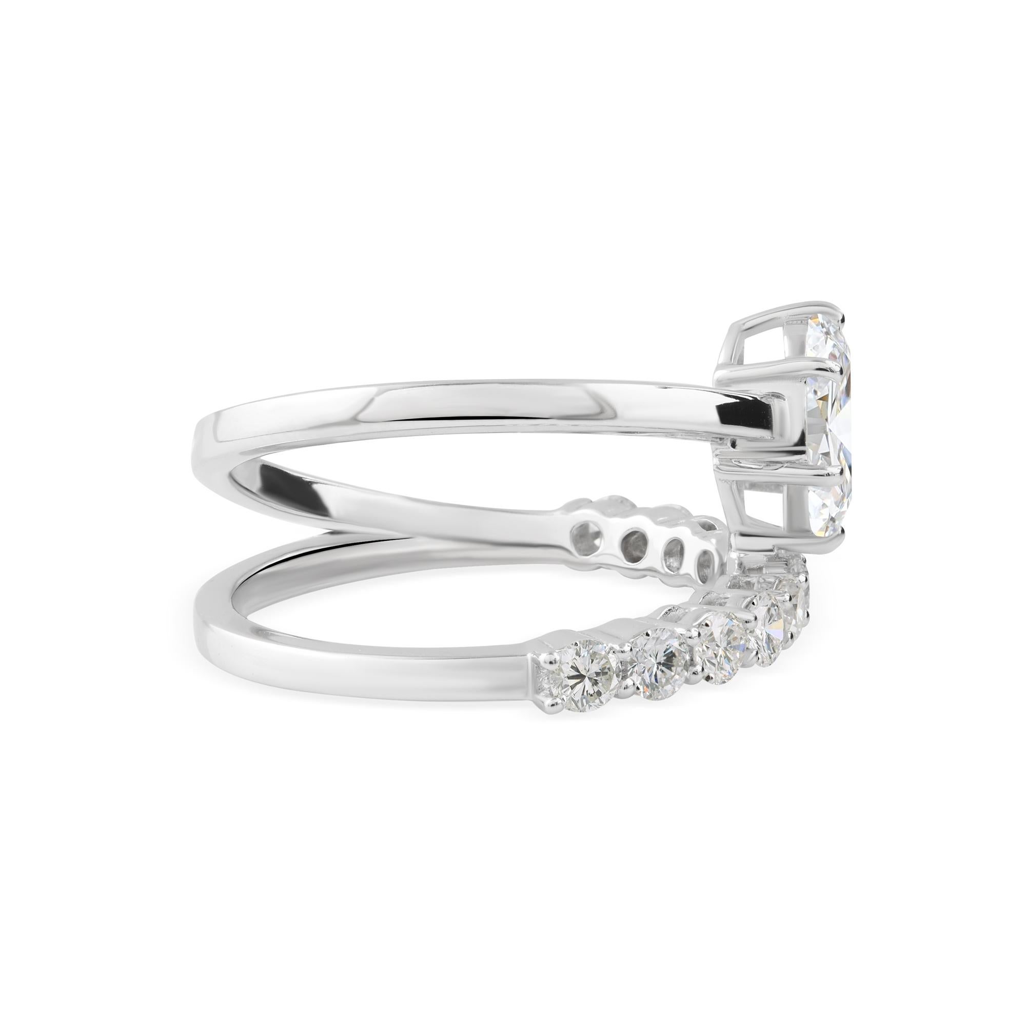 Im Angebot: Natürlicher 1,68 Karat SI Reinheit HI Farbe Diamantring 9 Karat Weißgold Schmuck () 8
