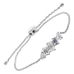 Pulsera de diamantes naturales talla esmeralda SI/H pera de 1,68 quilates y 14 quilates de oro blanco